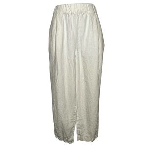 Elizabeth Suzann Studio Women’s Cream Elastic Waist Linen Lagenlook Pants- Large
